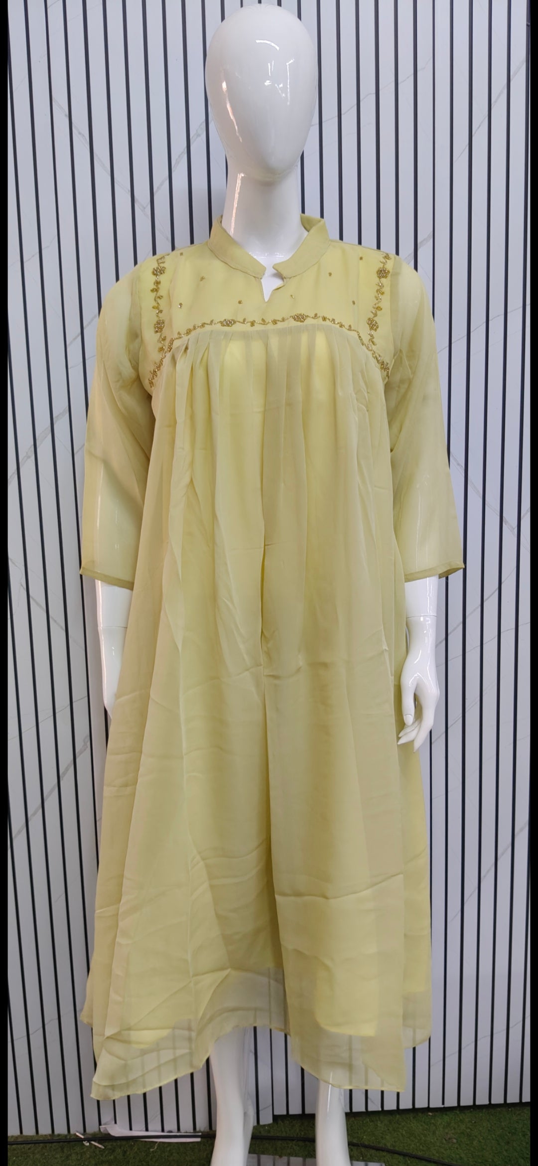 S1896 Aline kurti with handwork