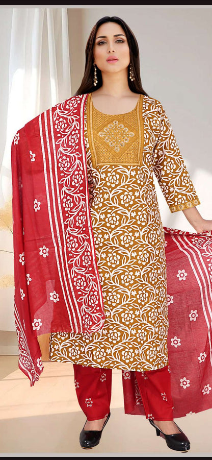 S 1890 Cotton 3 pcs Salwar Batique Print