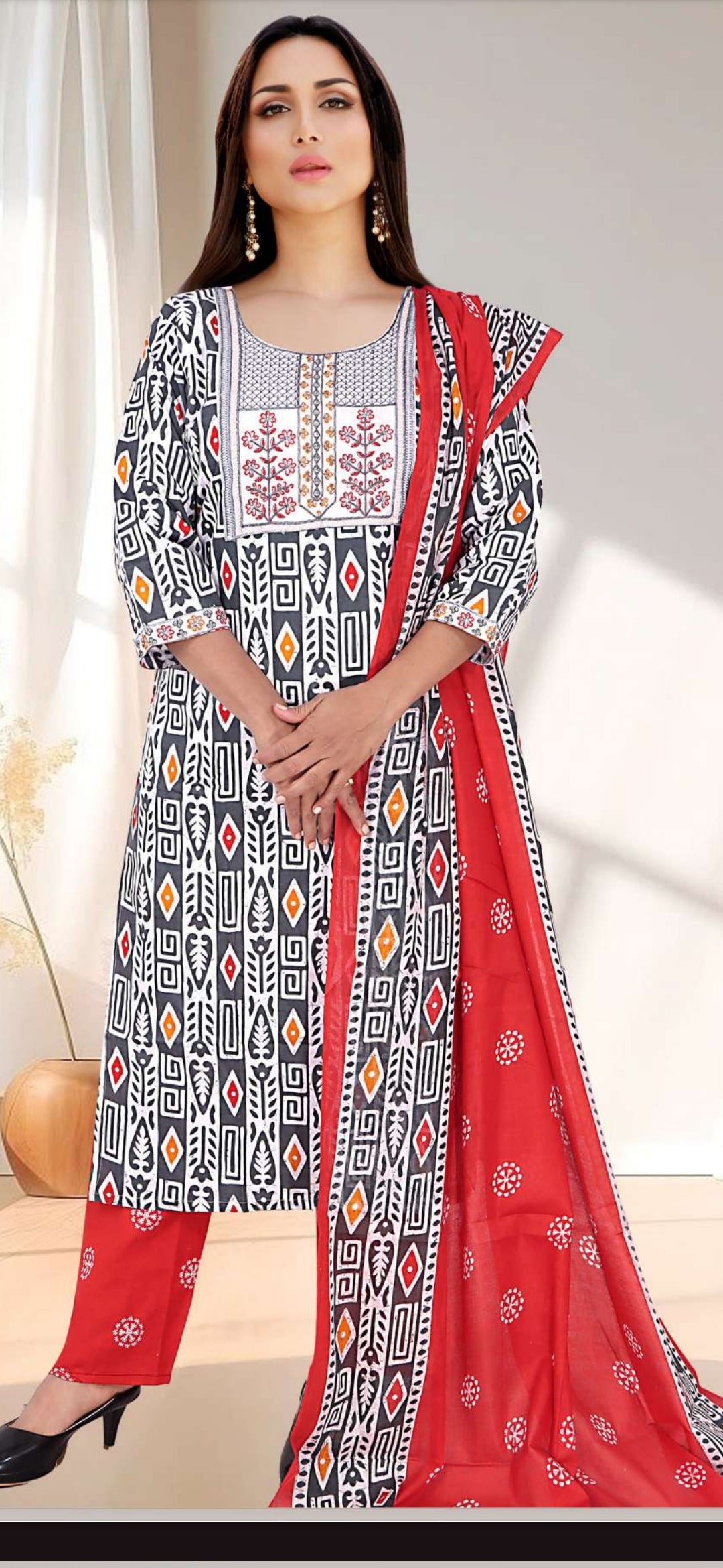 S 1890 Cotton 3 pcs Salwar Batique Print