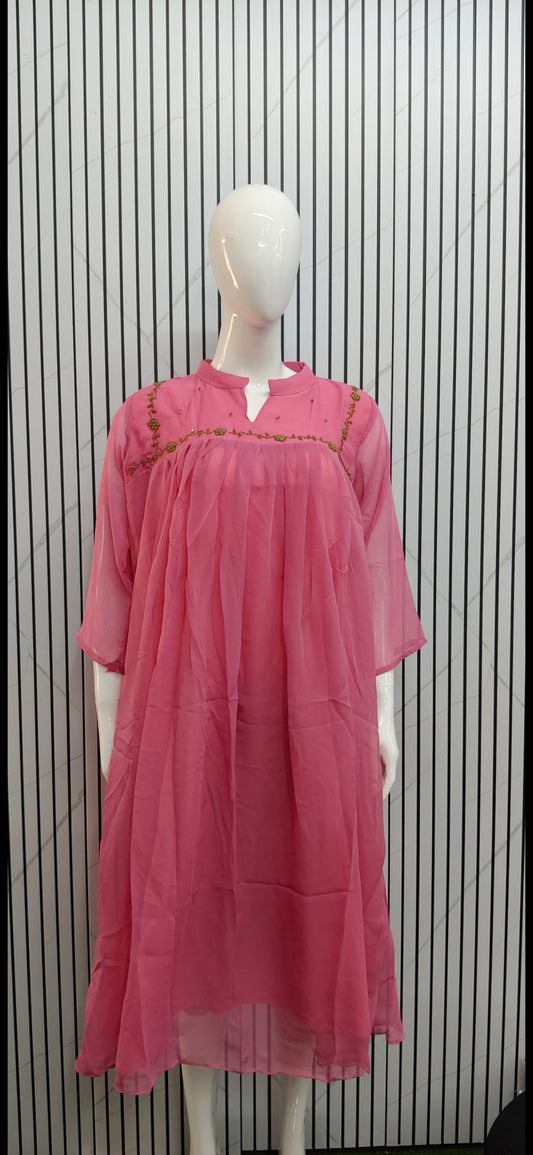 S1896 Aline kurti with handwork