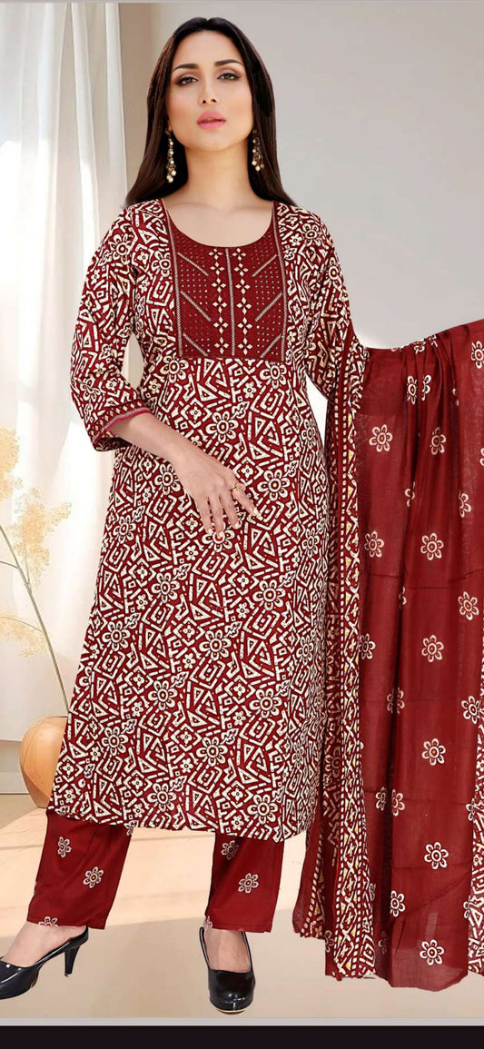 S 1890 Cotton 3 pcs Salwar Batique Print