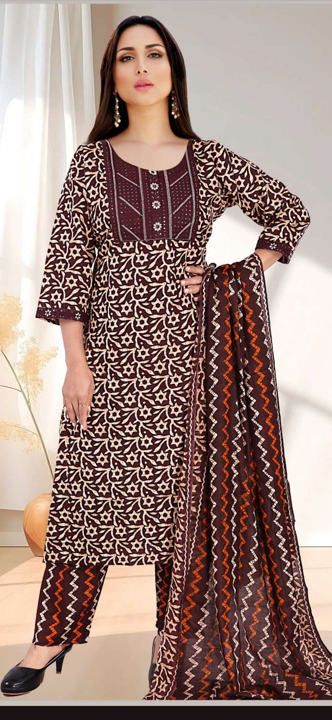 S 1890 Cotton 3 pcs Salwar Batique Print
