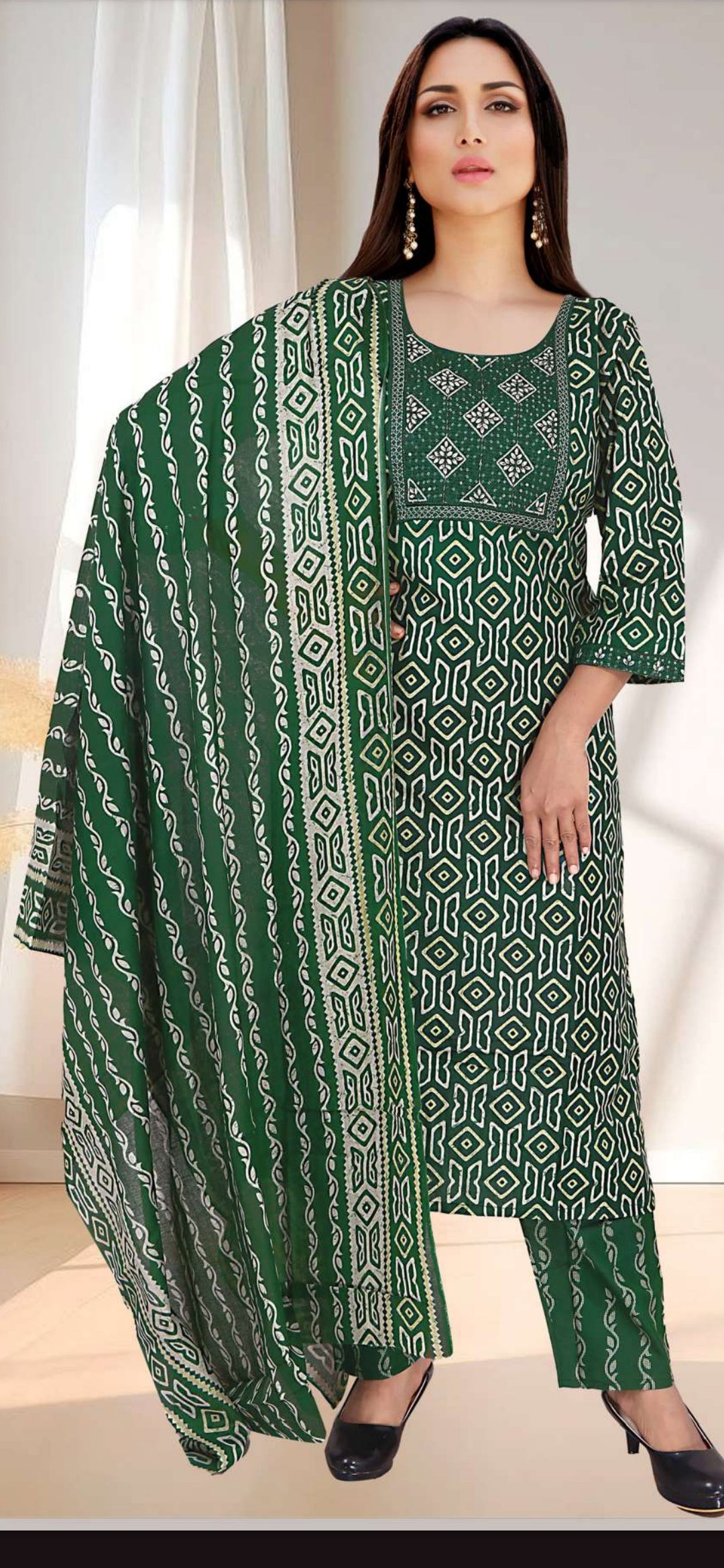 S 1890 Cotton 3 pcs Salwar Batique Print