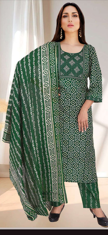 S 1890 Cotton 3 pcs Salwar Batique Print