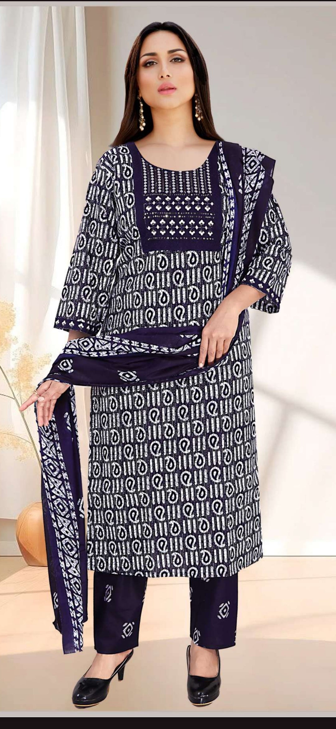 S 1890 Cotton 3 pcs Salwar Batique Print