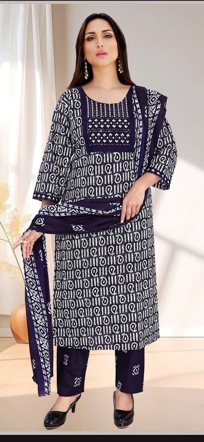 S 1890 Cotton 3 pcs Salwar Batique Print