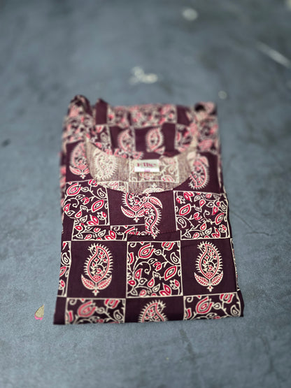 S 1499 Ajrak frock nighty