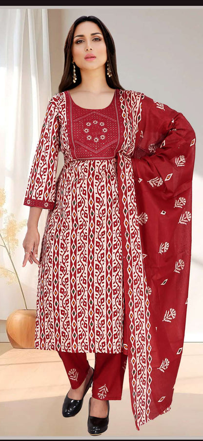 S 1890 Cotton 3 pcs Salwar Batique Print